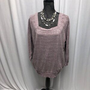 AB Studio Top Womens Size XXL Muted Purple Square Neck Comfy Romantic Peasant
